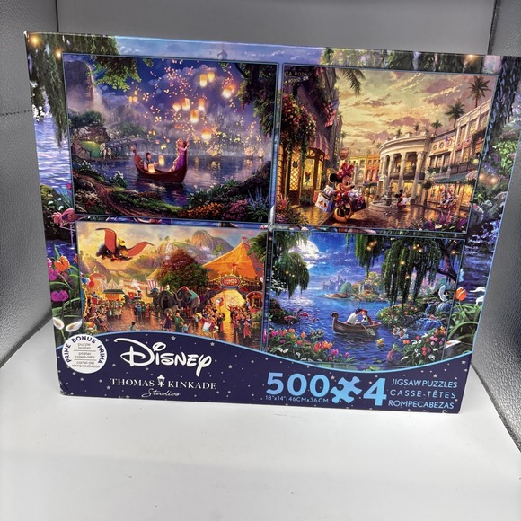 ceaco Other - Disney - Thomas Kinkade - 4 X 500 Piece Multi Pack Puzzles Sealed In Box